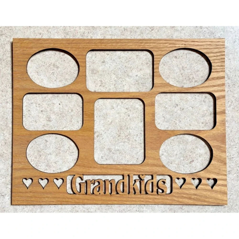 Laser Cut Custom Wood Mat Photo Frame 14” x 11” Photograph Memories Grandkids